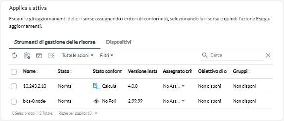 Scheda Applica e attiva - Scheda Strumenti di gestione delle risorse.