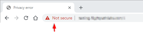 Chrome의 안전하지 않음 경고 아이콘.