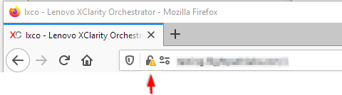 Firefox의 안전하지 않음 경고 아이콘