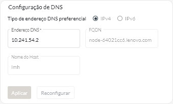 Cartão de Configuração de DNS