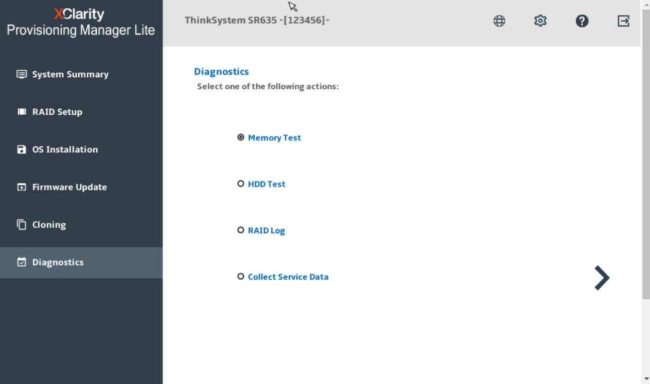 Diagnostics interface