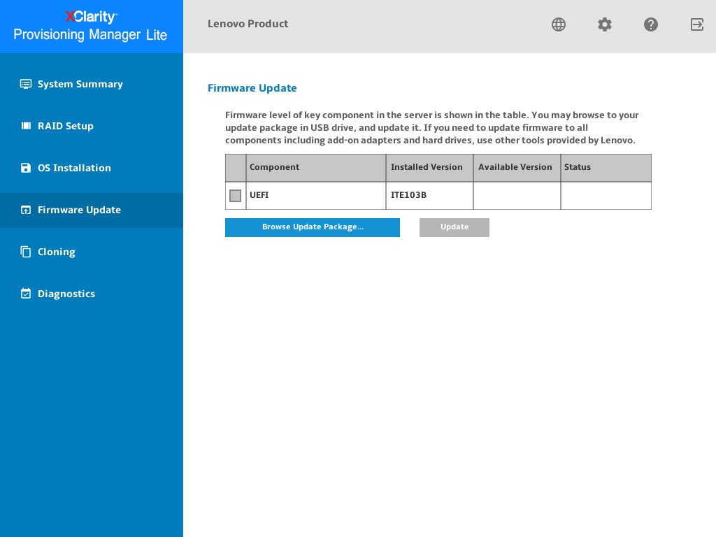 Firmware Update interface