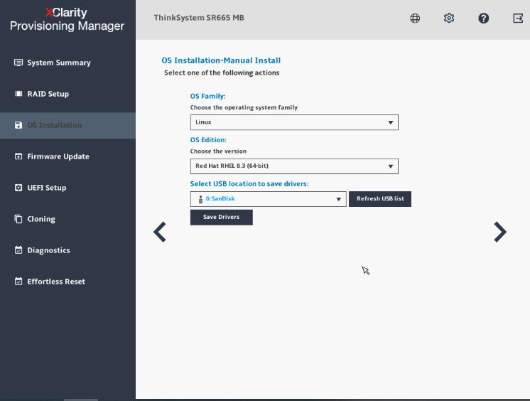 Manual Install interface