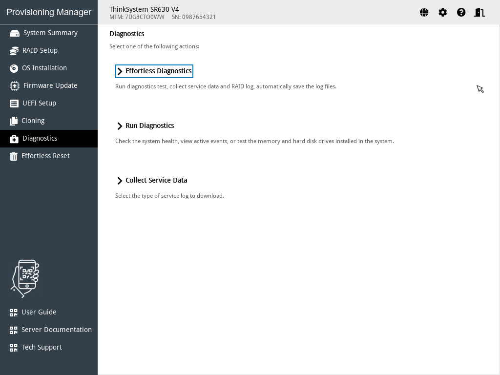 Diagnostics interface