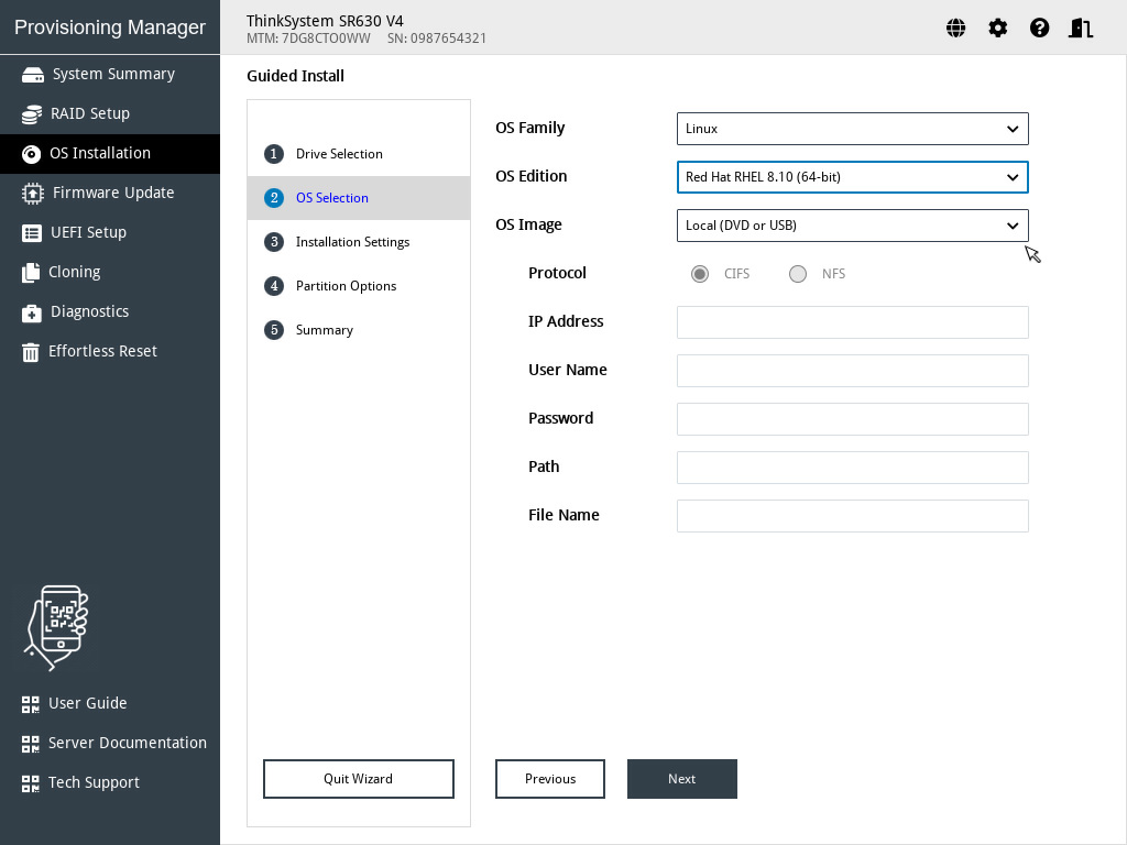 OS Selection step (for Linux)