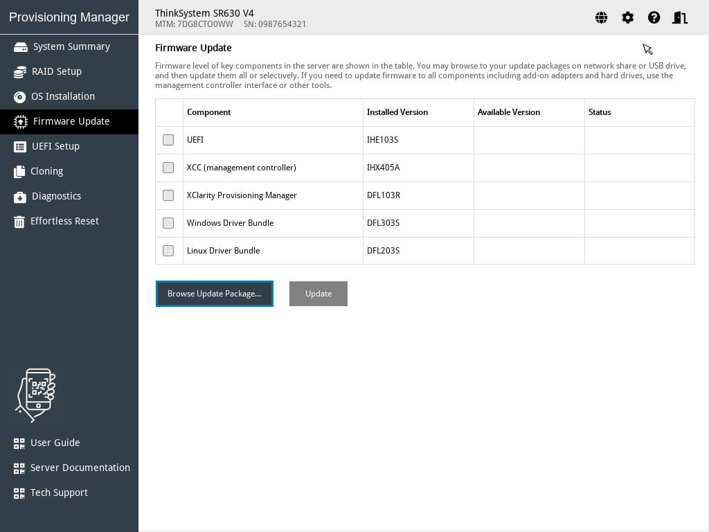 Firmware Update interface