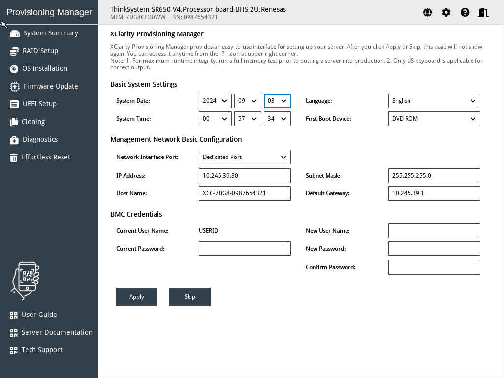 Getting Started interface