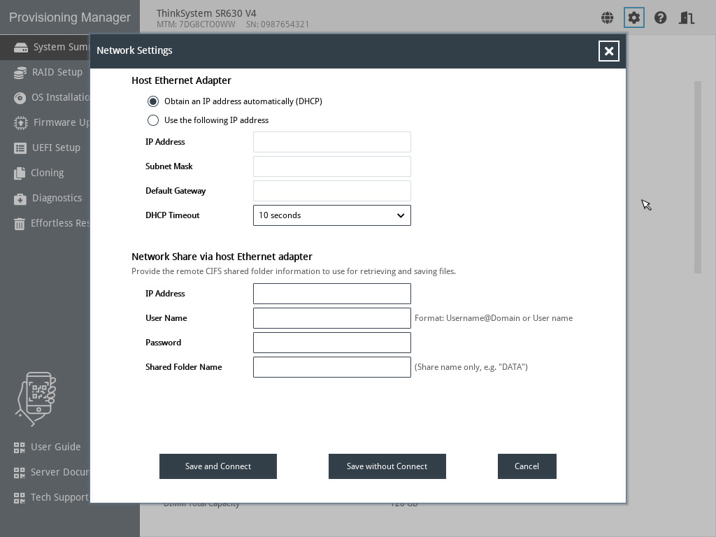 Network Settings window