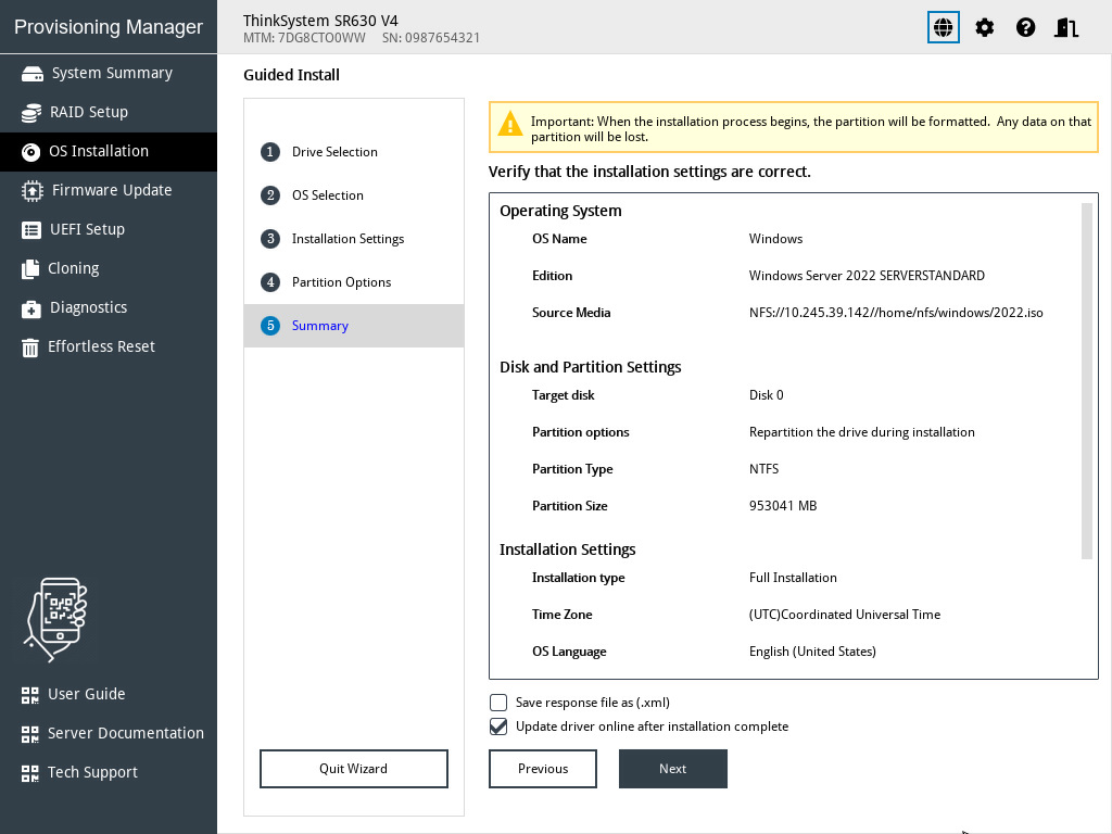 Summary step (for Windows)