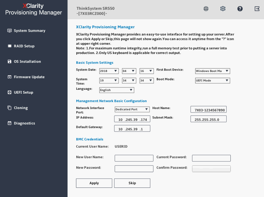 Getting Started interface