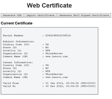 Web Certificate