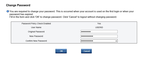 Changing password for the first login