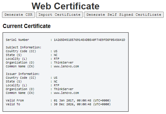 Web Certificate