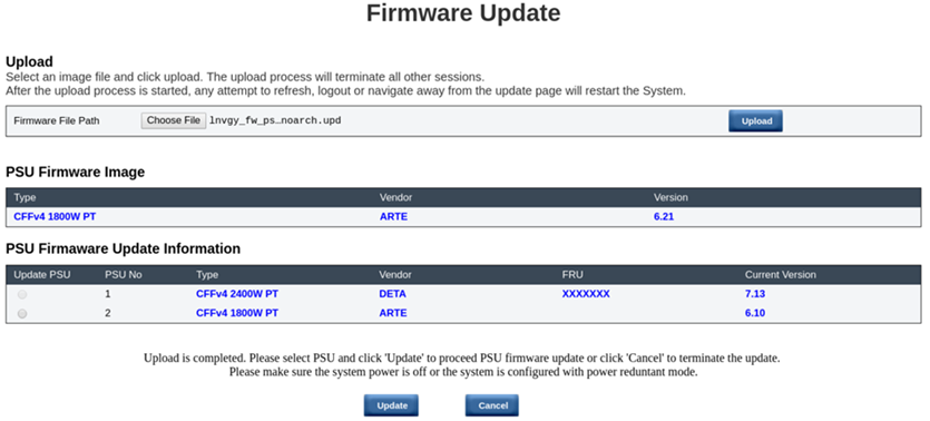 PSU Firmware Update — Alojamiento DA240