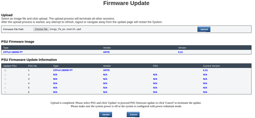 PSU Firmware Update — DW612 and DW612S Enclosure