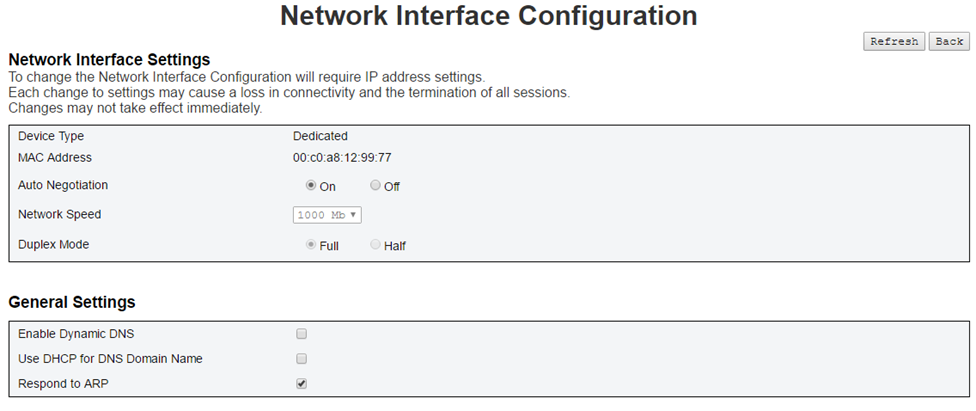 Network Interface Configuration