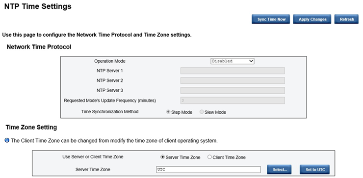 NTP Time Settings