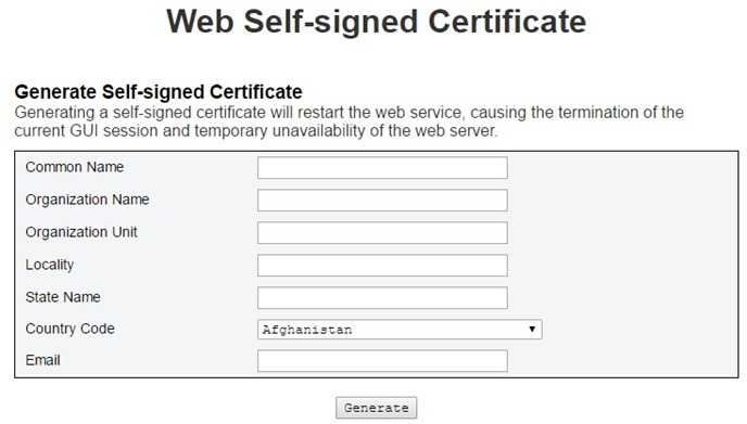 Web Self-signed Certificate