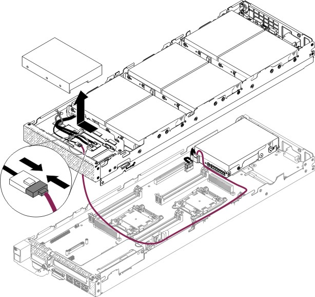 Connect the mini-SAS cable to the storage tray