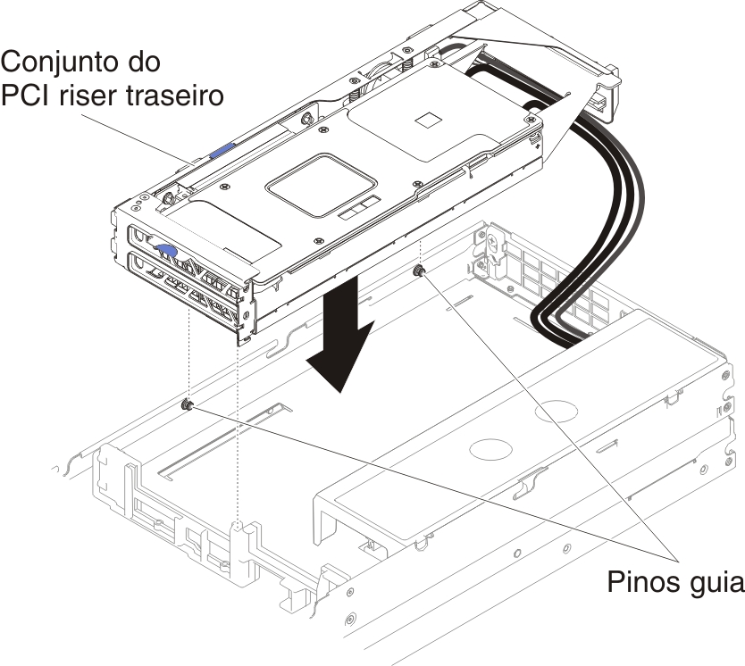 Instalação do conjunto do compartimento da placa riser PCI traseiro