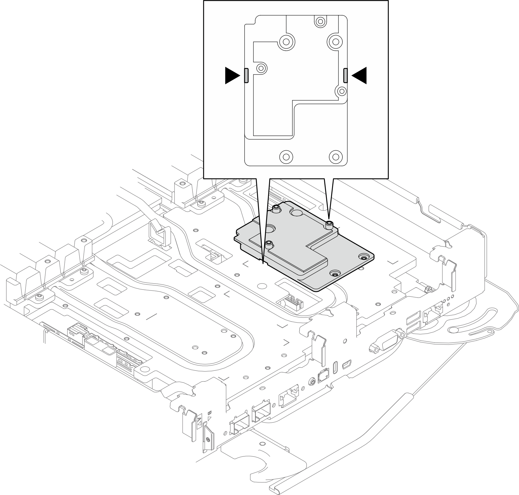 Locations of openings on the bottom side of the interface plate
