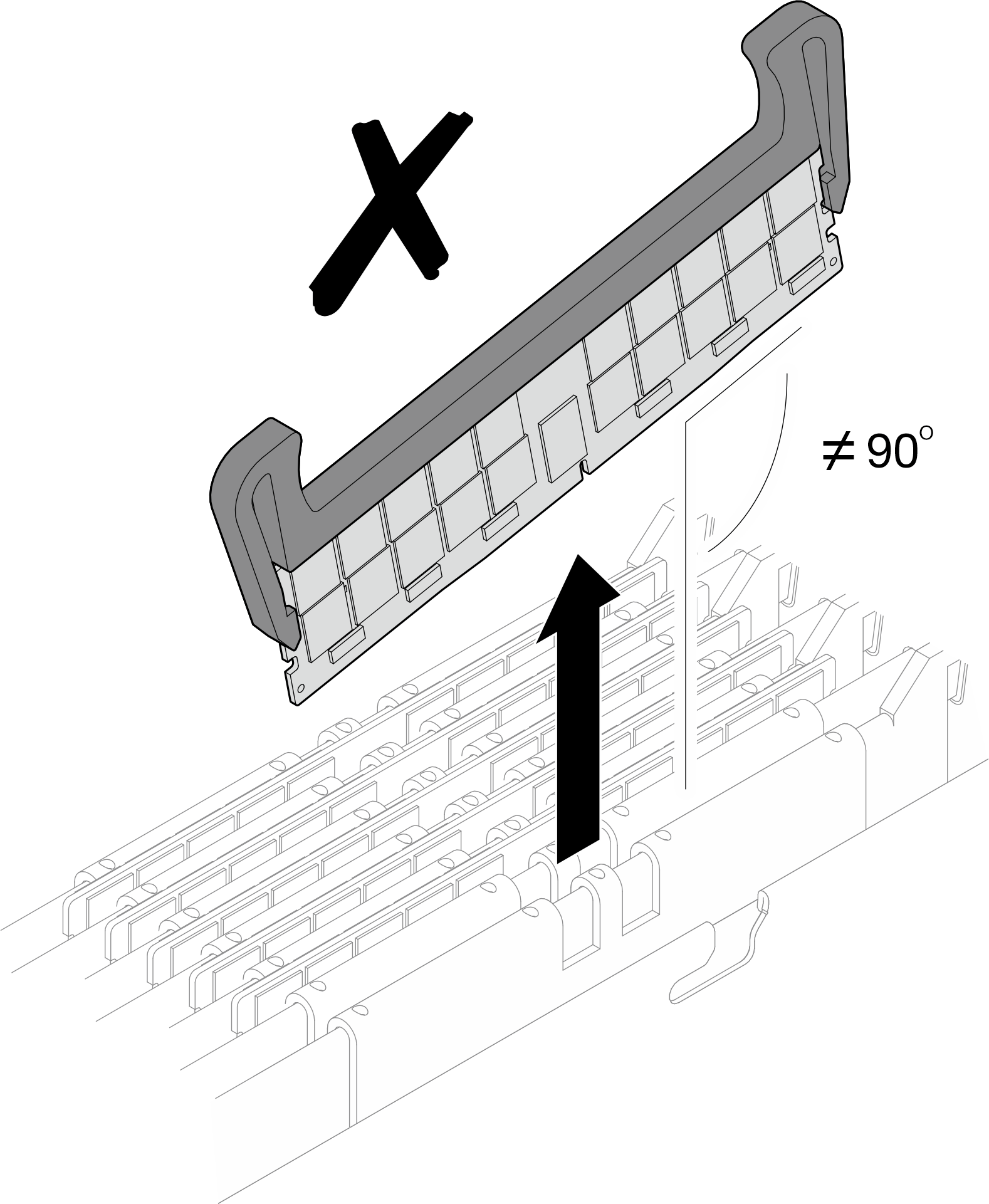 Memory module should be in horizontal position during removal