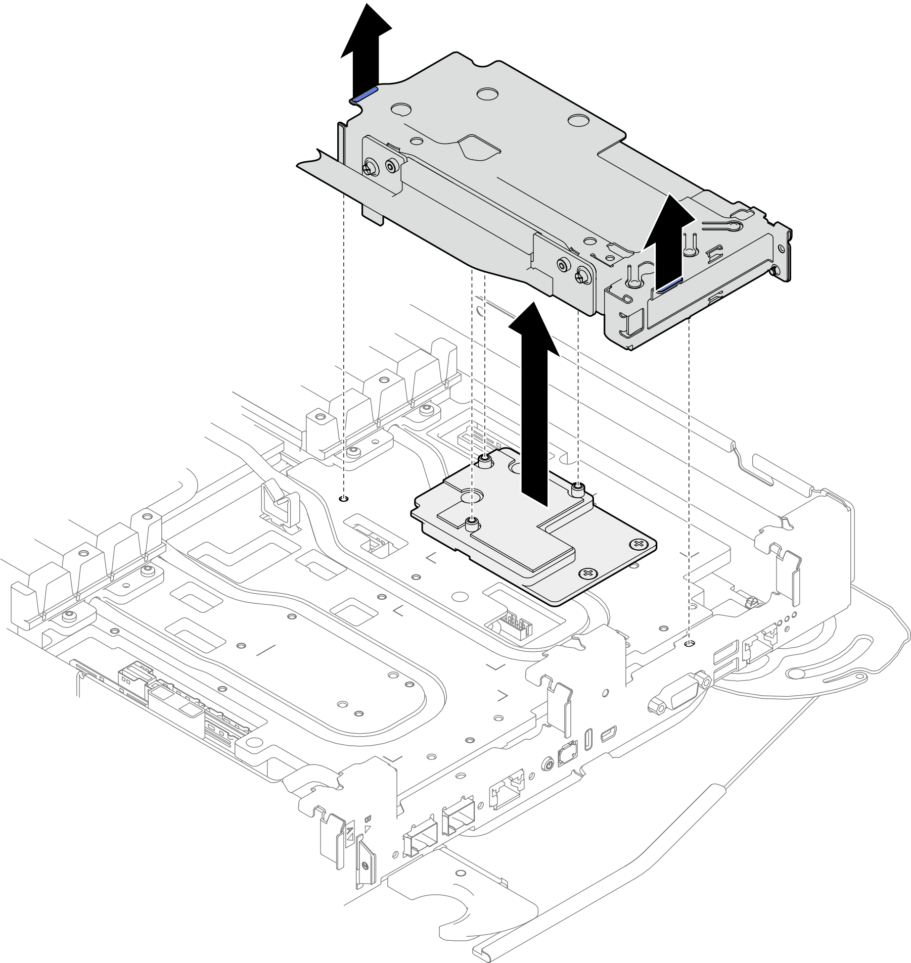 PCIe riser assembly removal