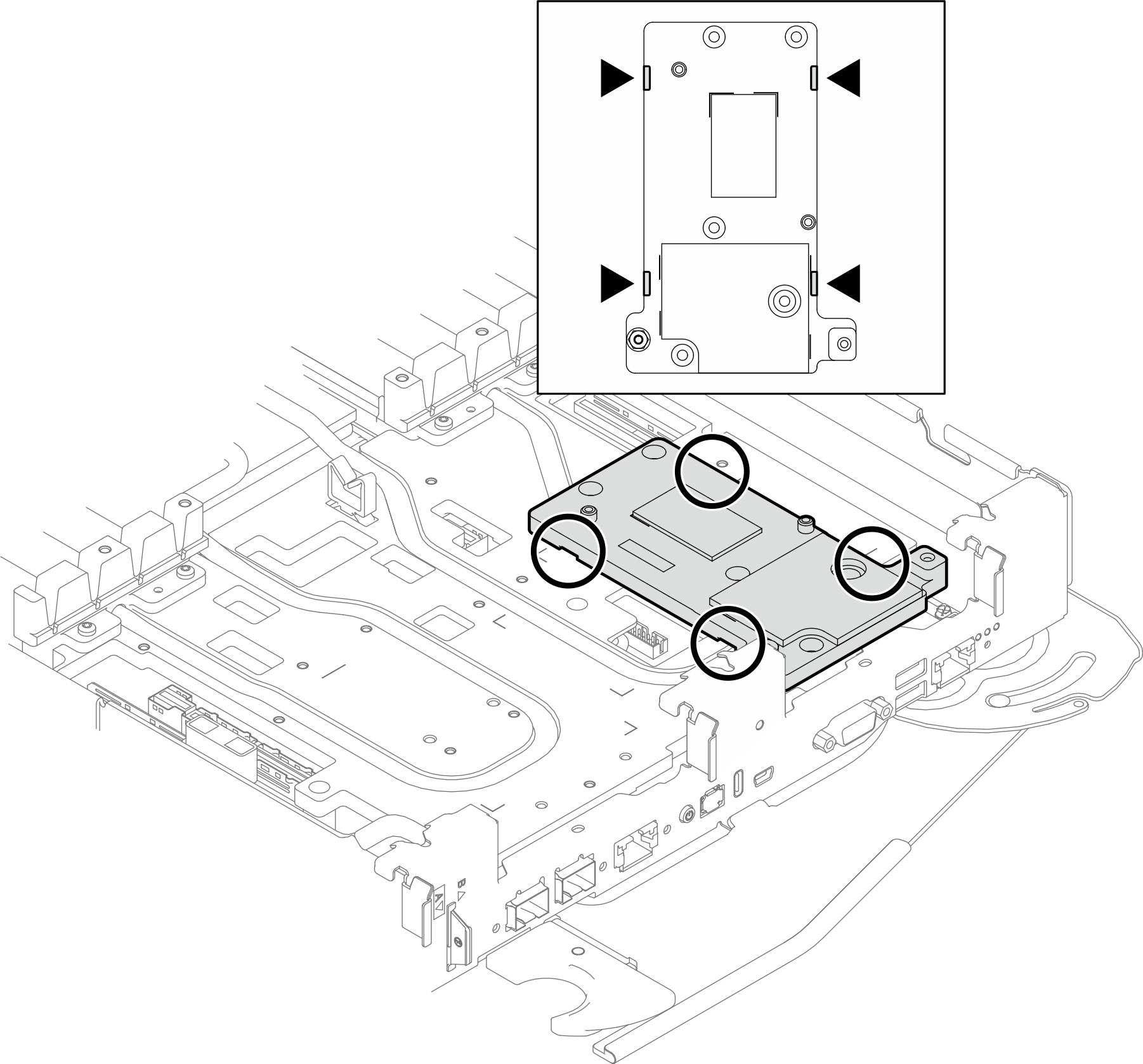 Locations of openings on the bottom side of the interface plate