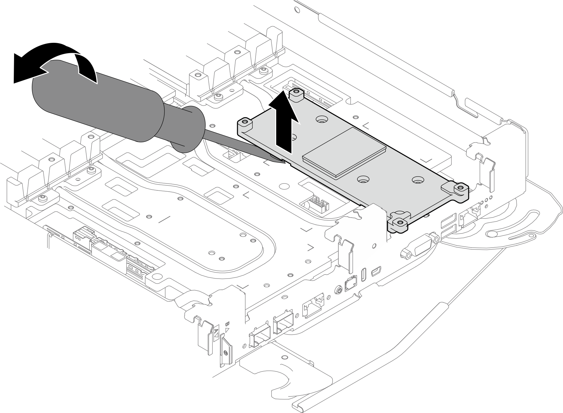 Releasing the interface plate from water loop cold plate