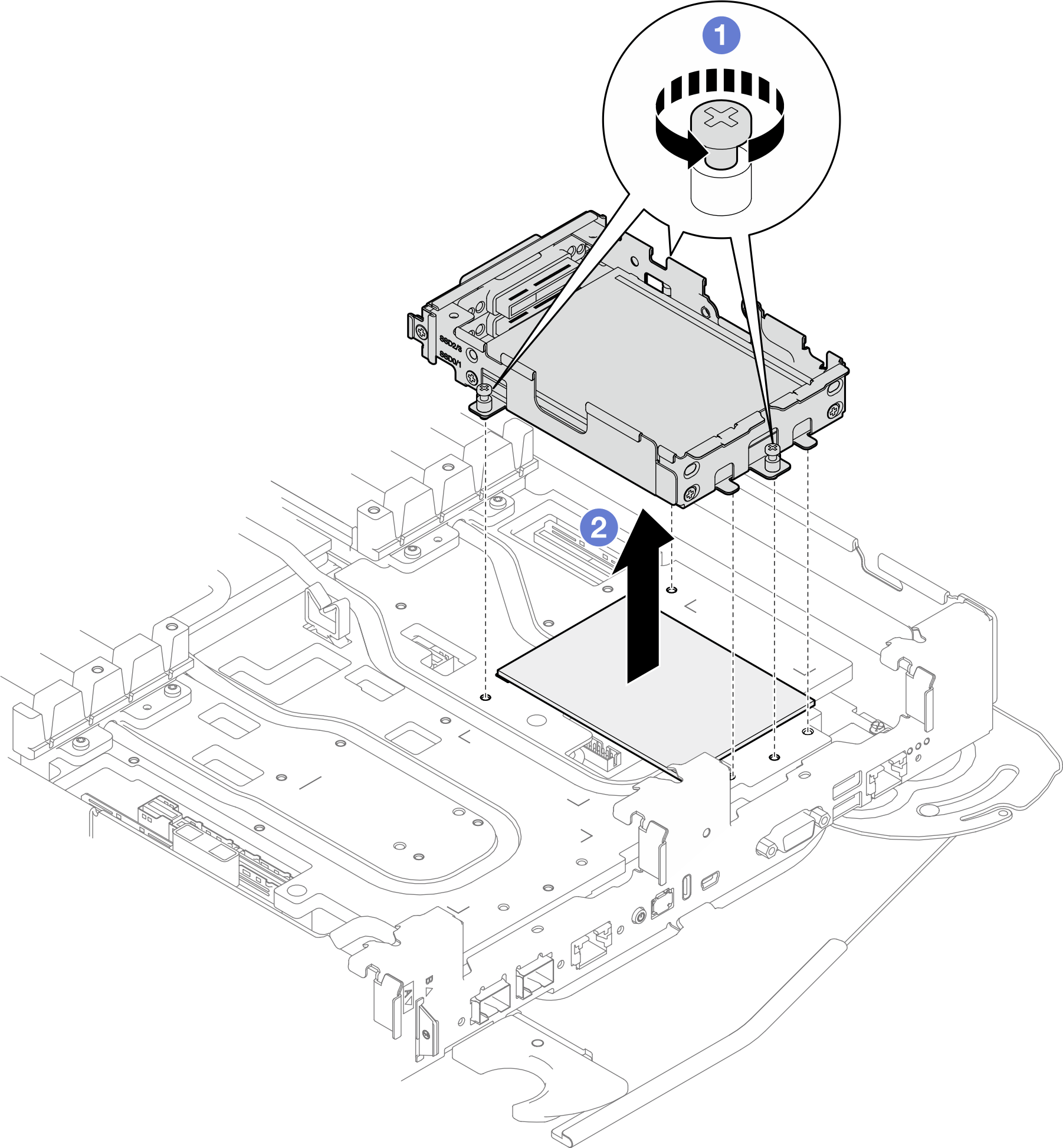 E3.S drive cage assembly removal
