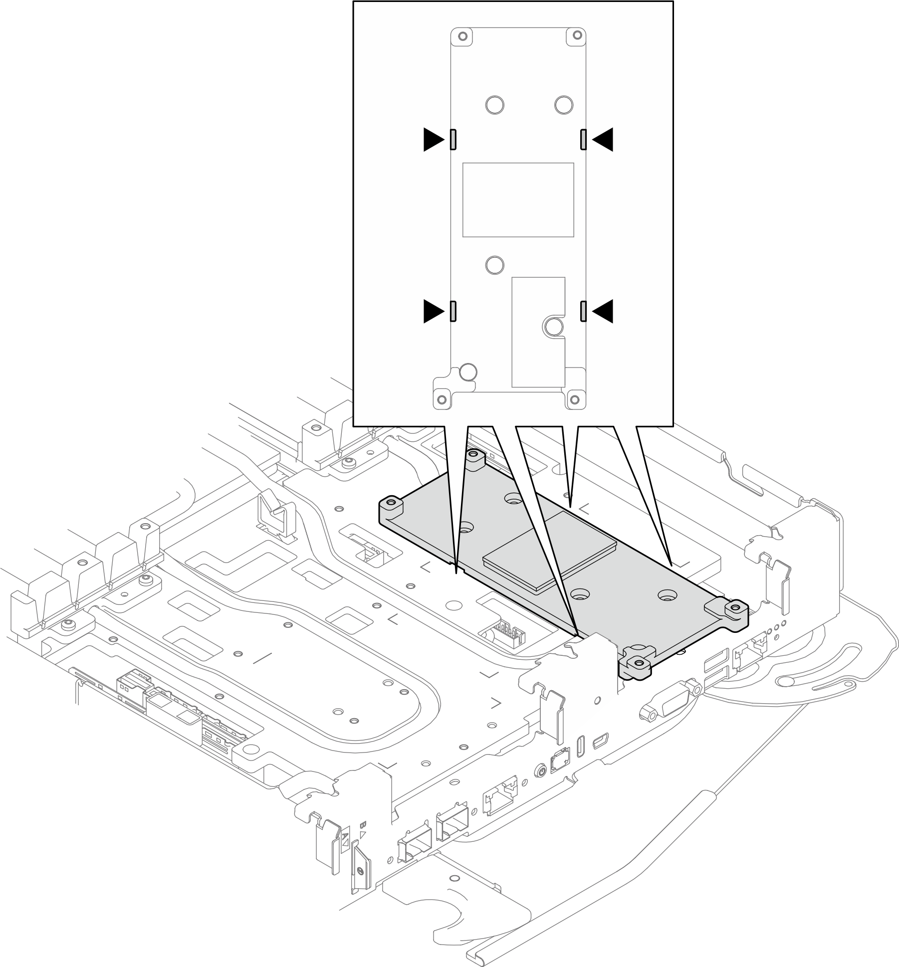 Locations of openings on the bottom side of the interface plate