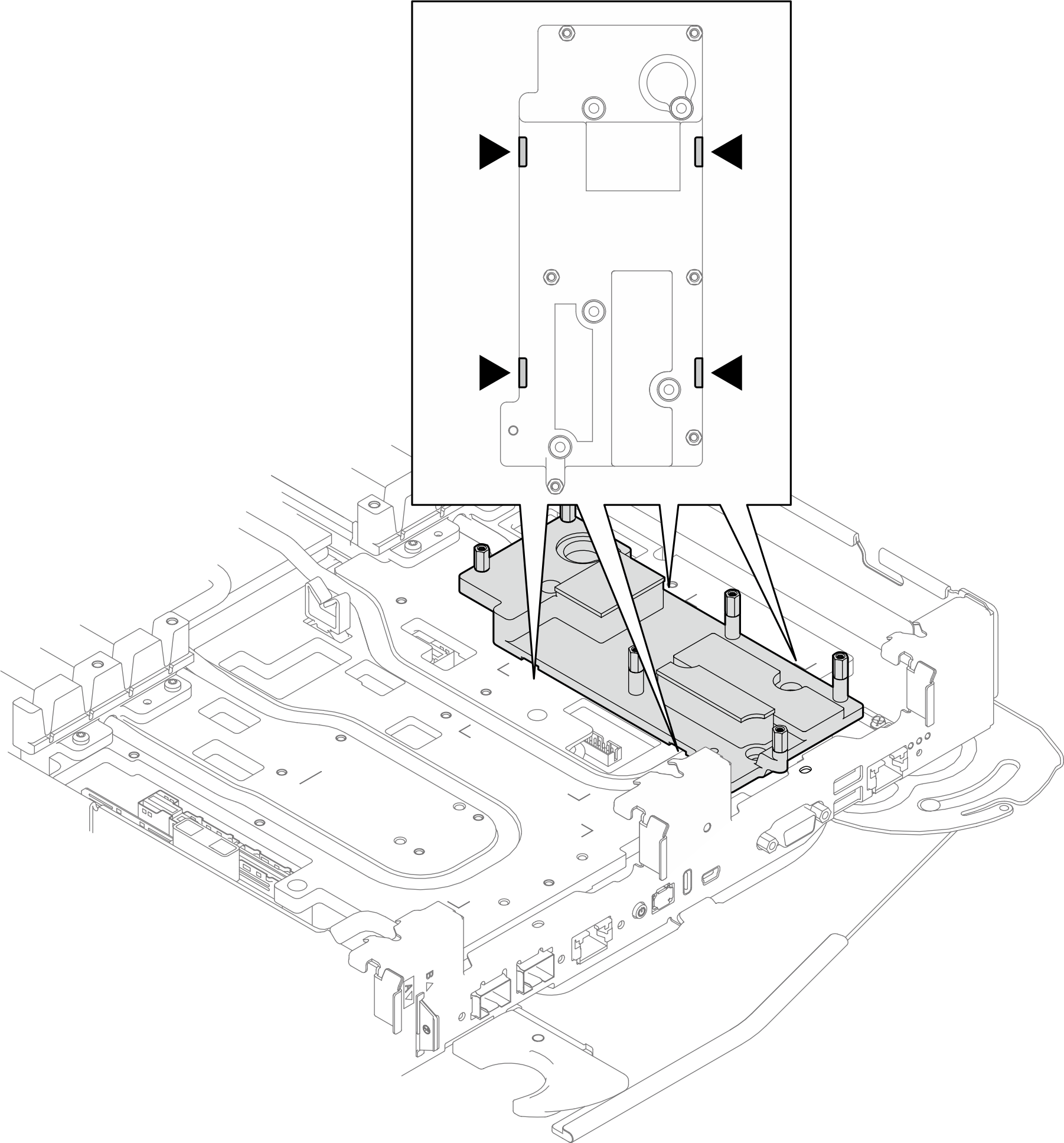 Locations of openings on the bottom side of the interface plate