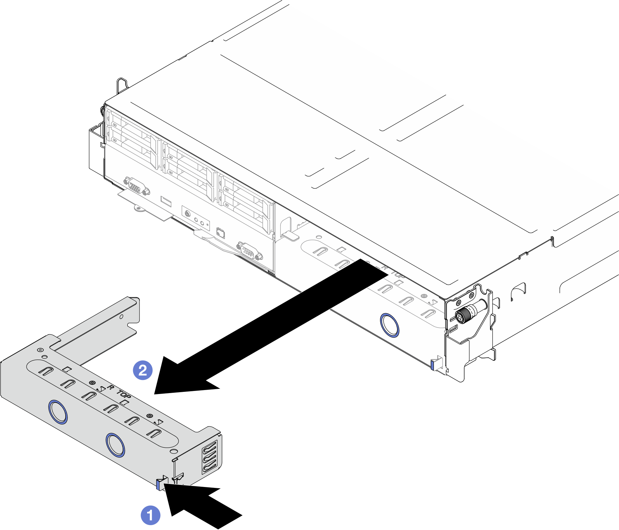 Removal of a front node tray filler