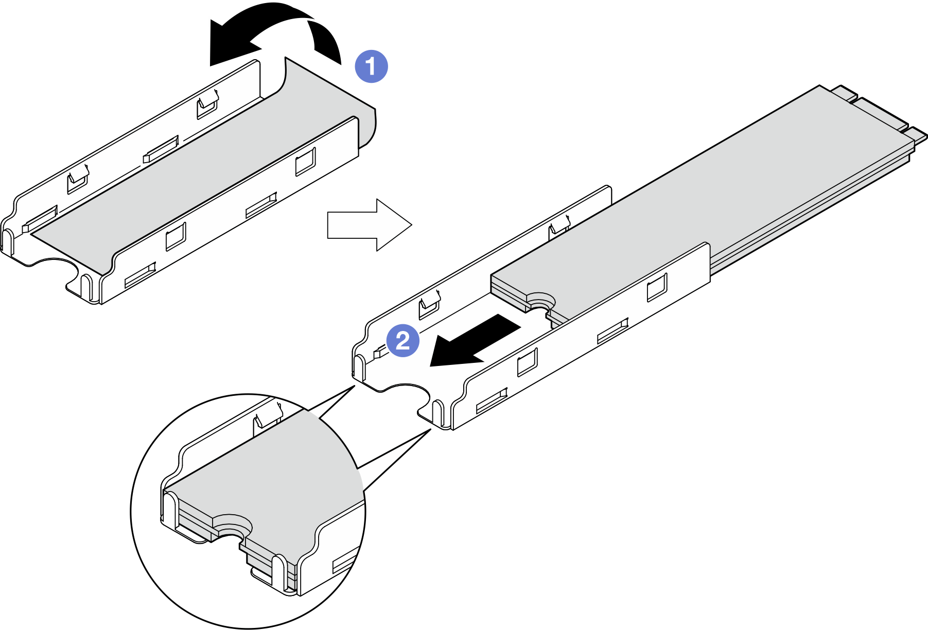 Installation of thermal pad and M.2 drive to tray