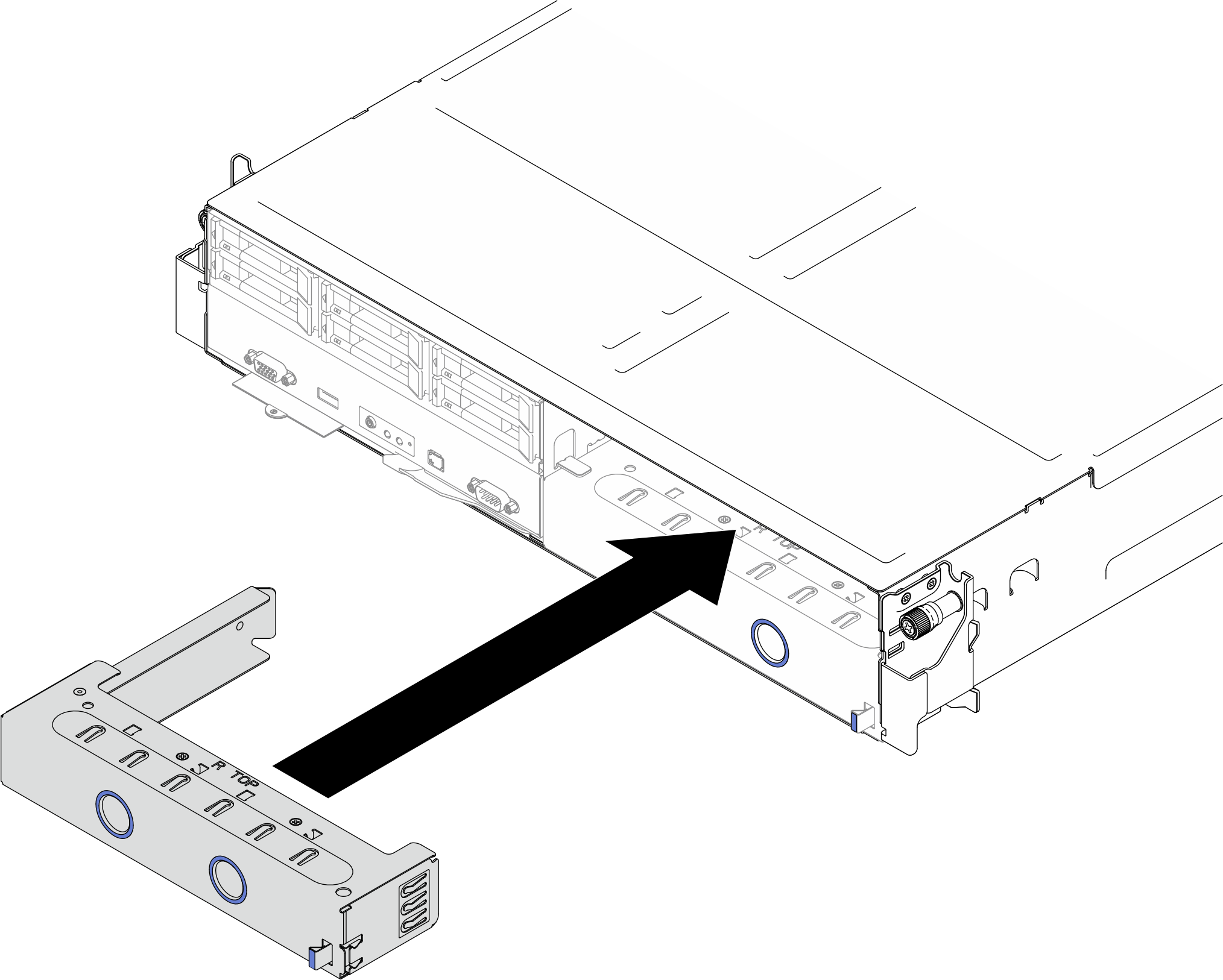 Installation of a front node tray filler