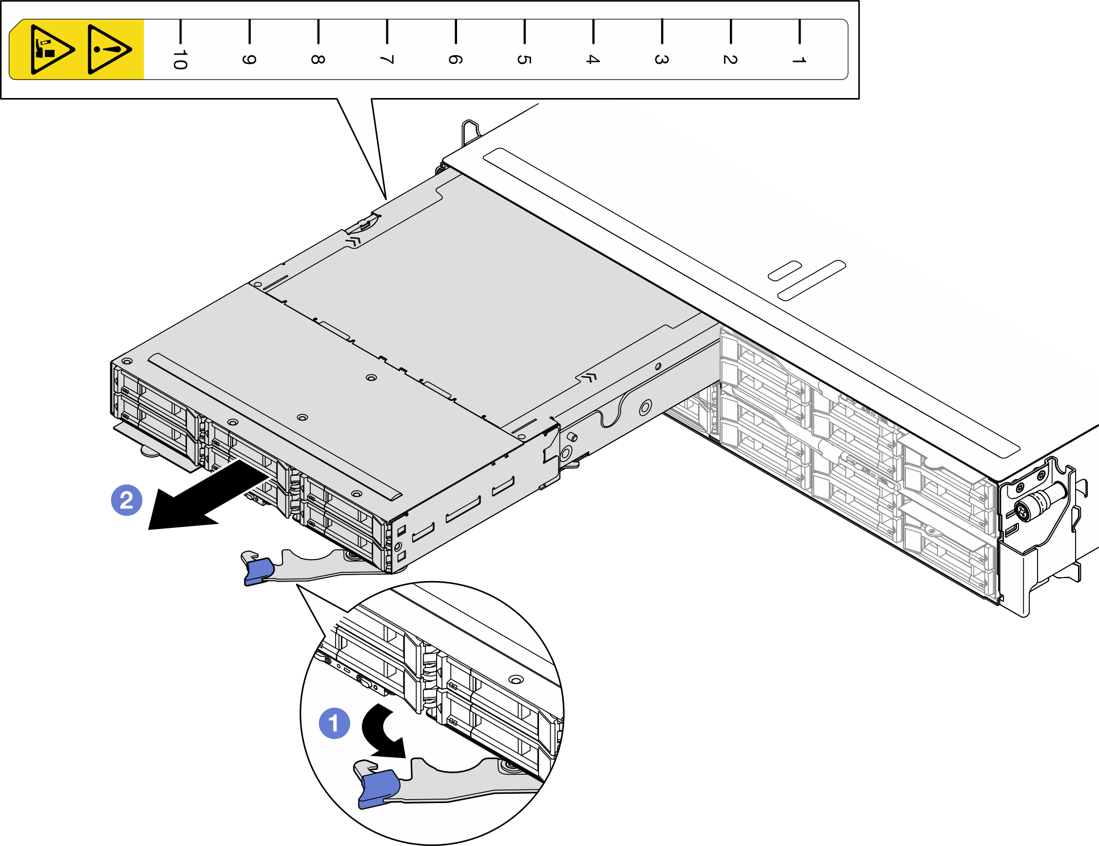 Node removal from a left tray