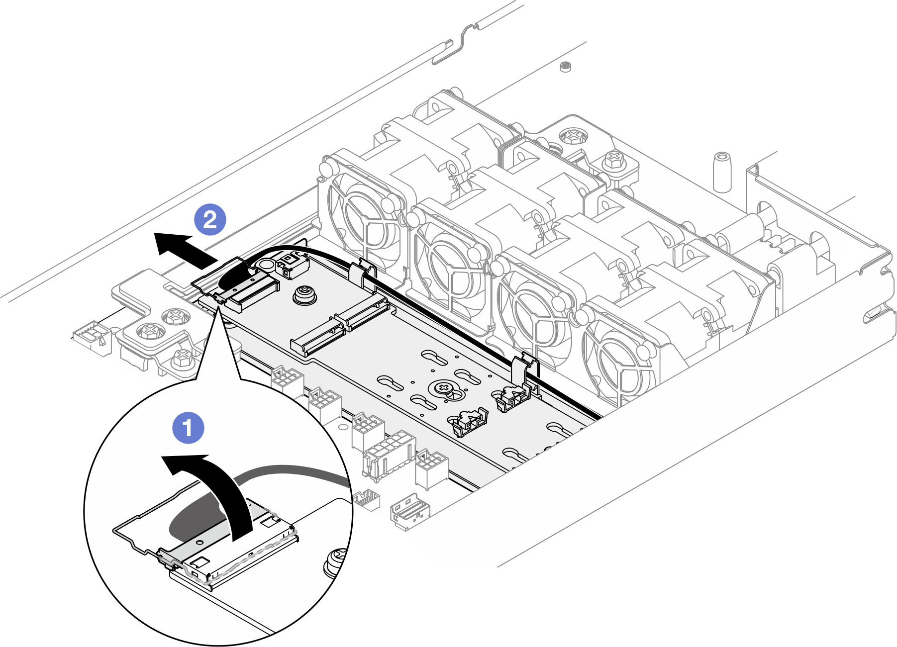 Disconnecting cable from M.2 boot adapter