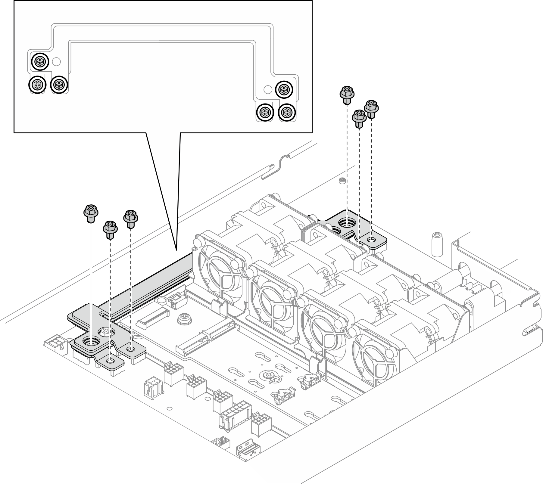 Removal of outer screws of the power bus bar