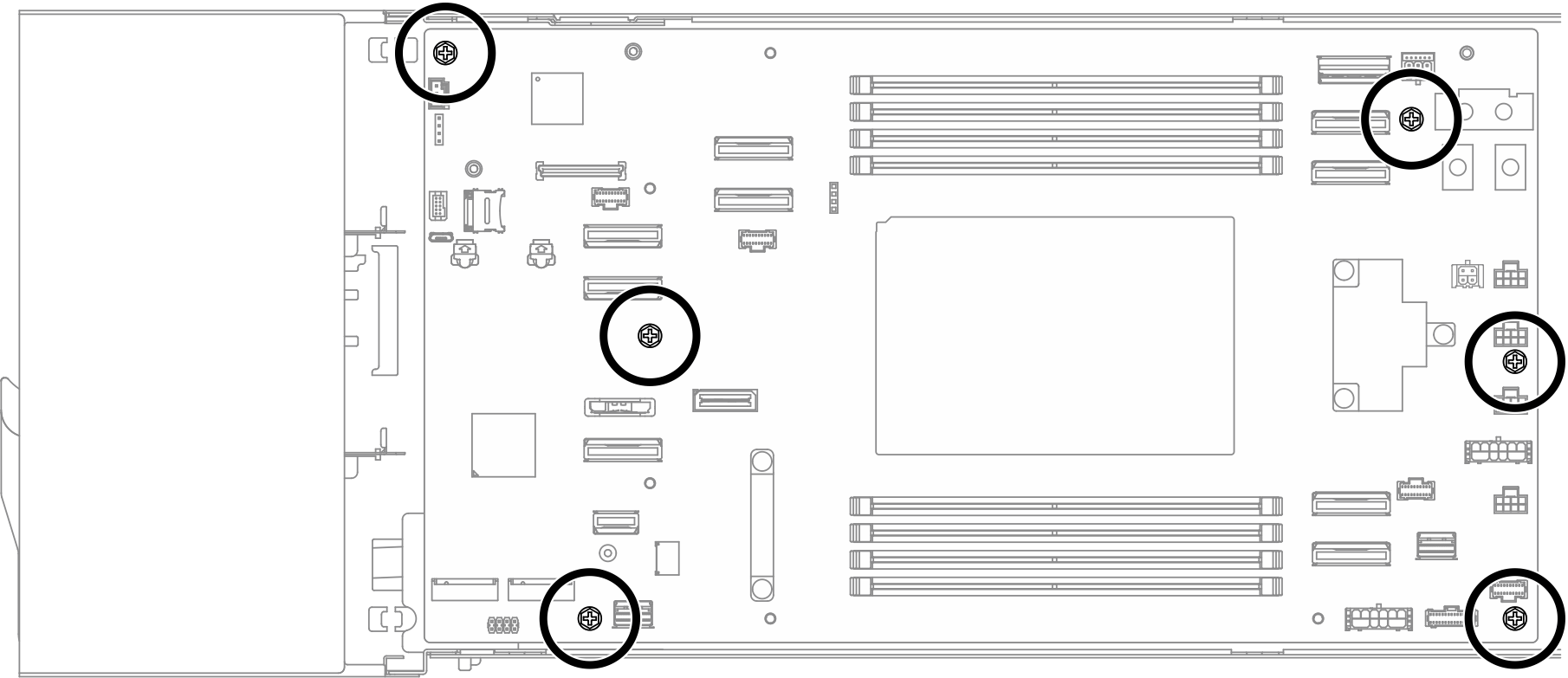 System board screw location