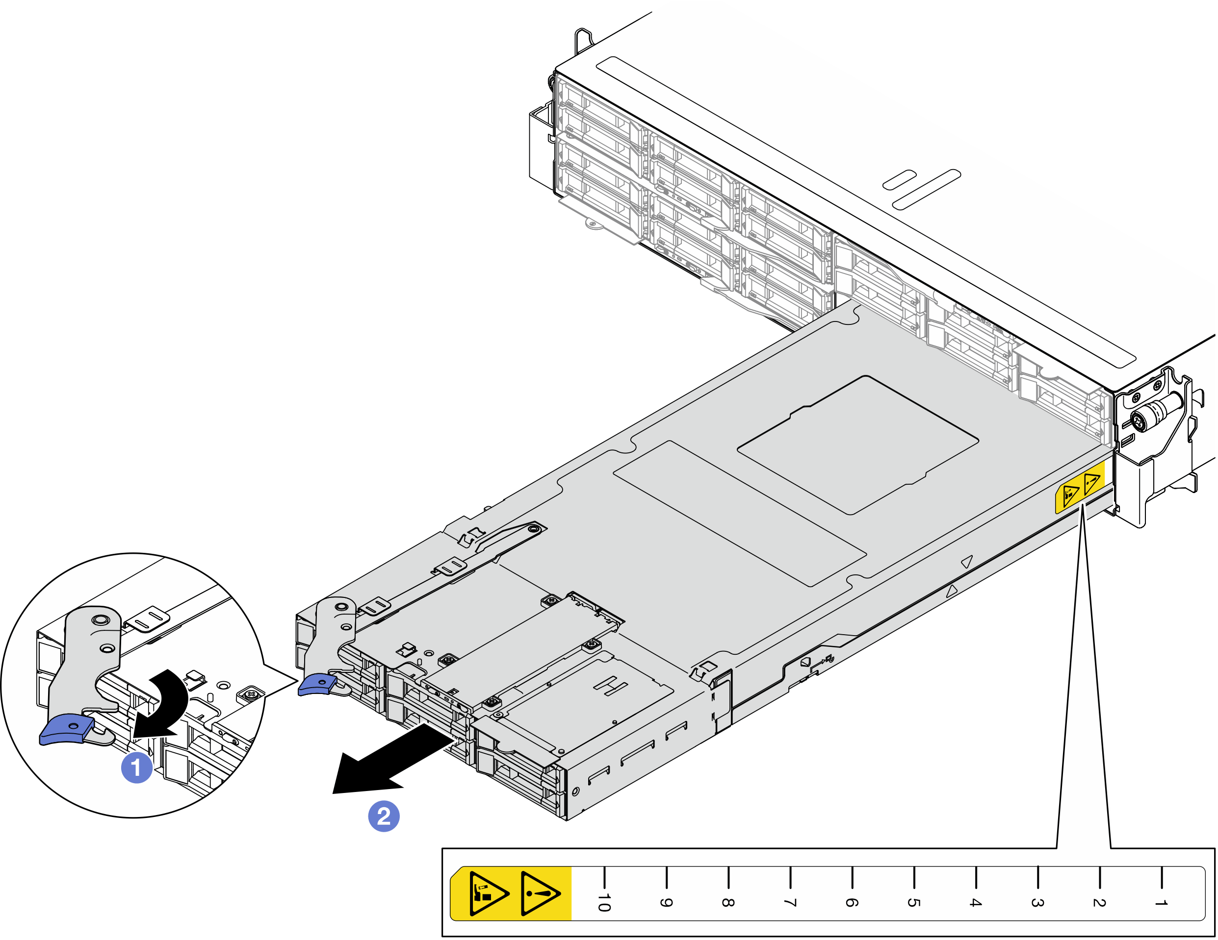 Node removal from a right tray