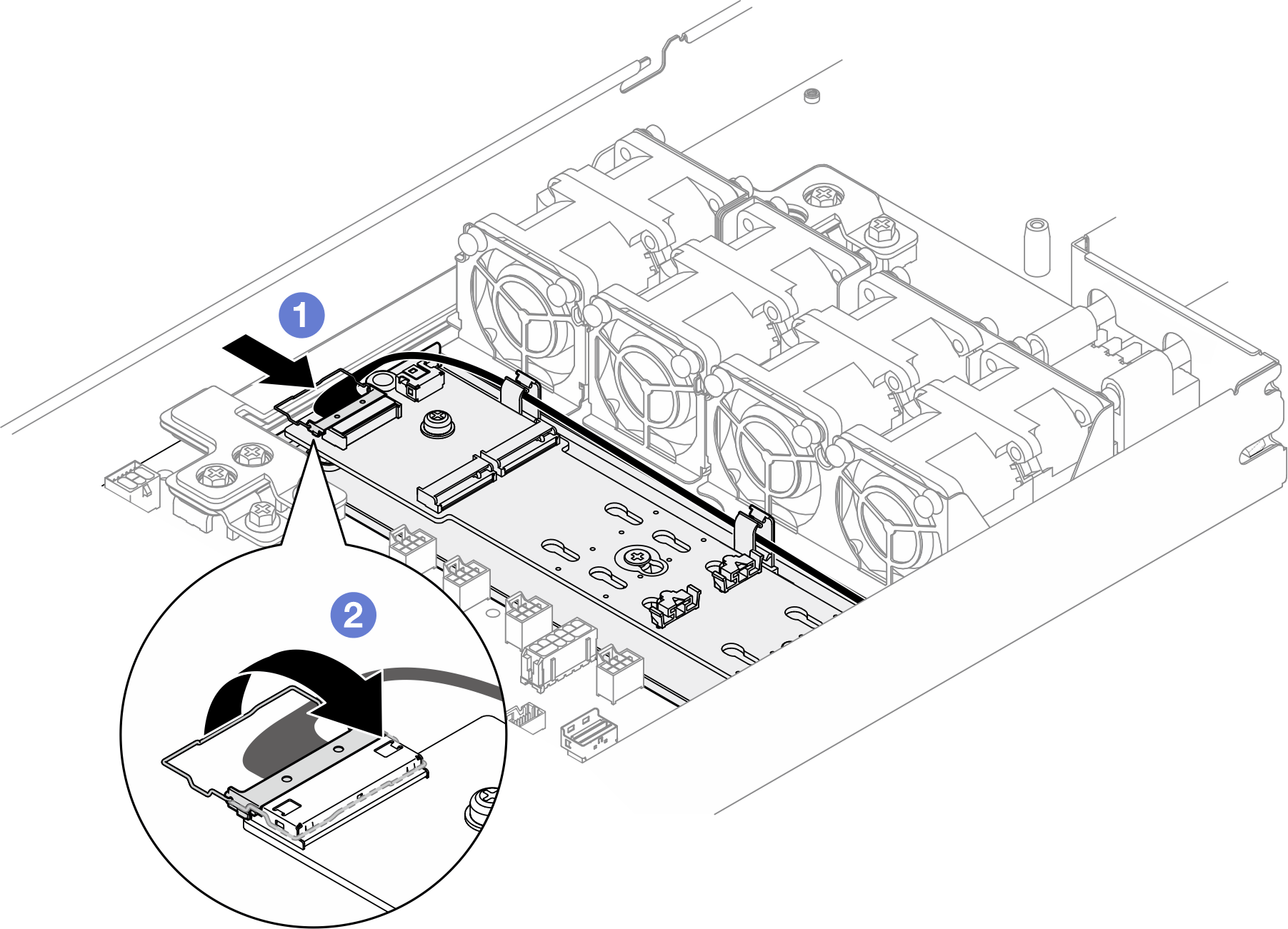 Connecting cable to SATA/NVMe M.2 boot adapter