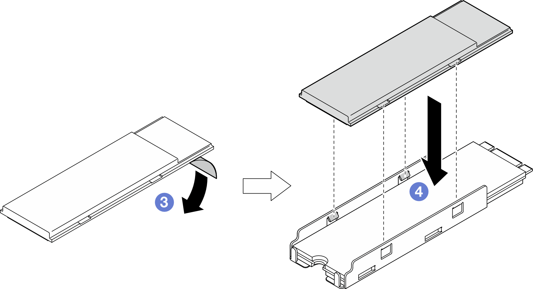 M.2 heat sink installation into the tray