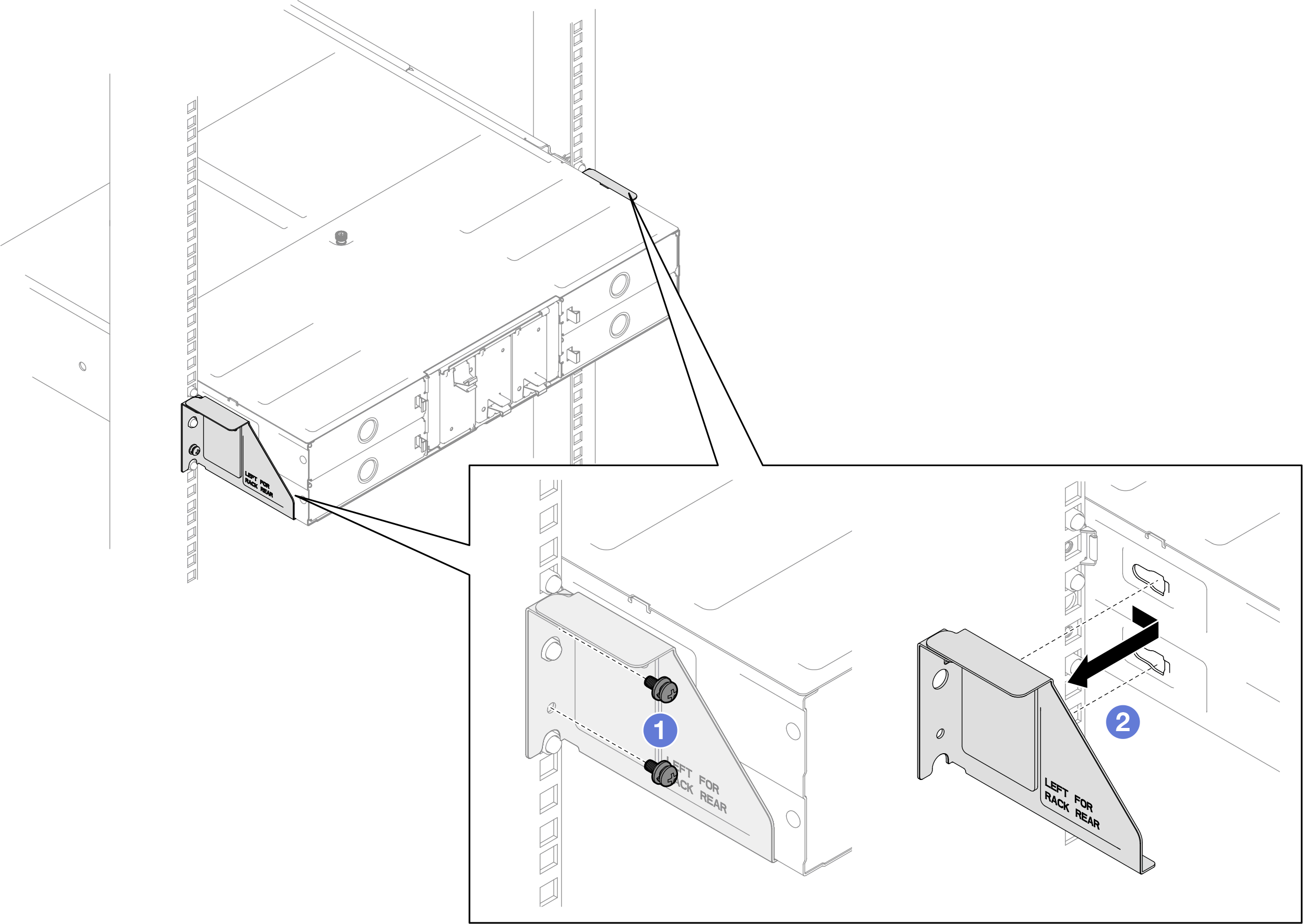 Removal of shipping brackets for 29-inch or 28.31-inch deep racks