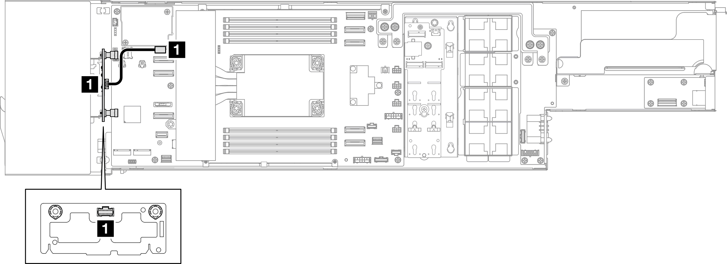 Front I/O board cable routing