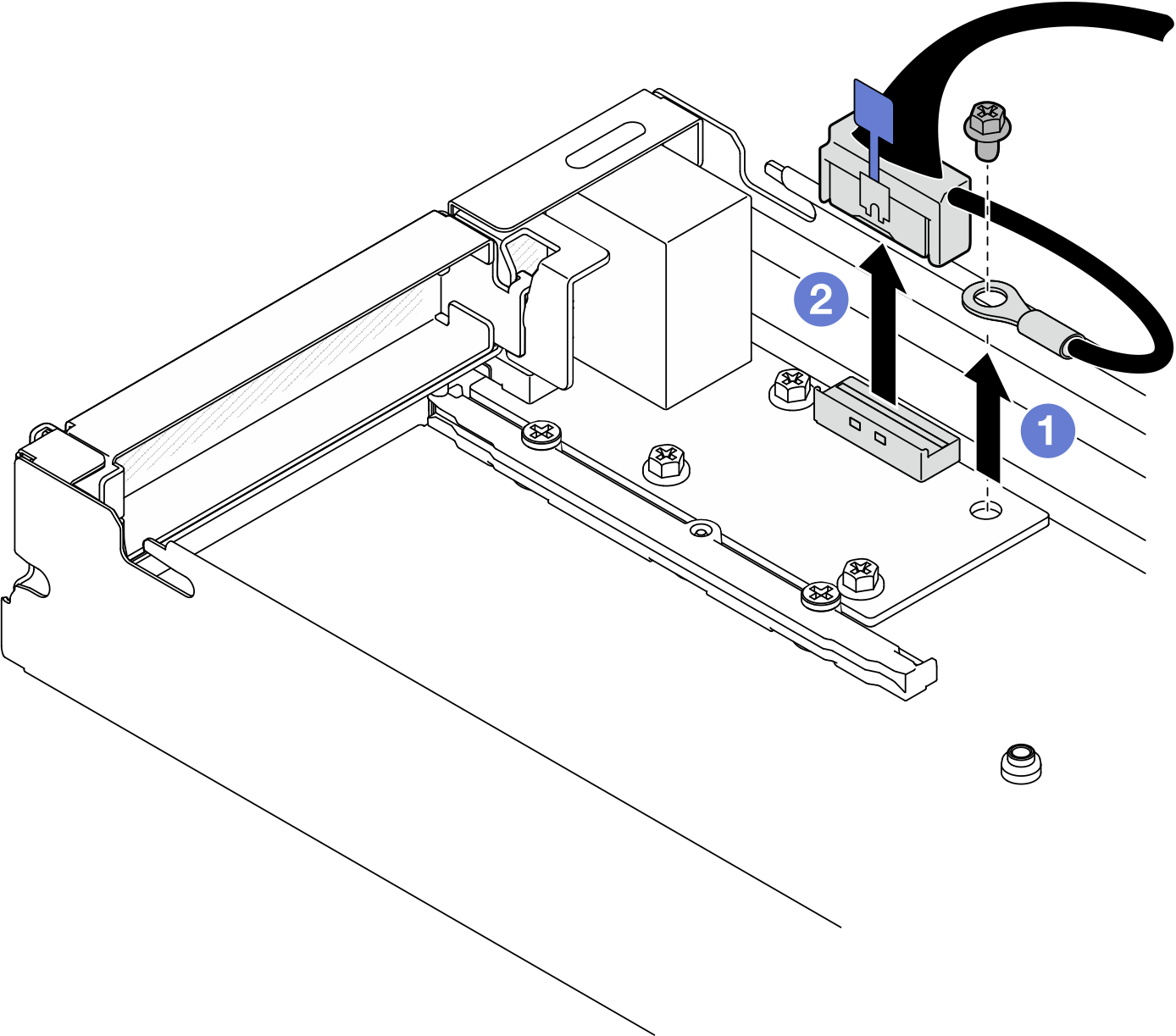 Removal of the rear I/O cable and grounding cable