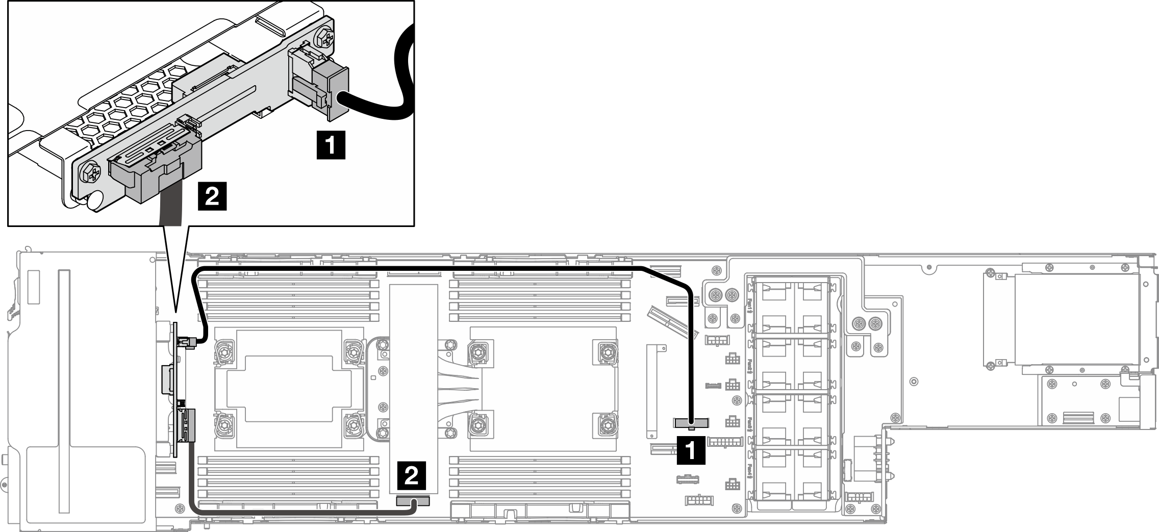 Cable routing for E3.S drive backplane