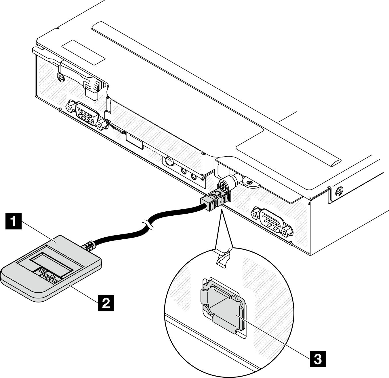 External Diagnostics Handset connected with a cable