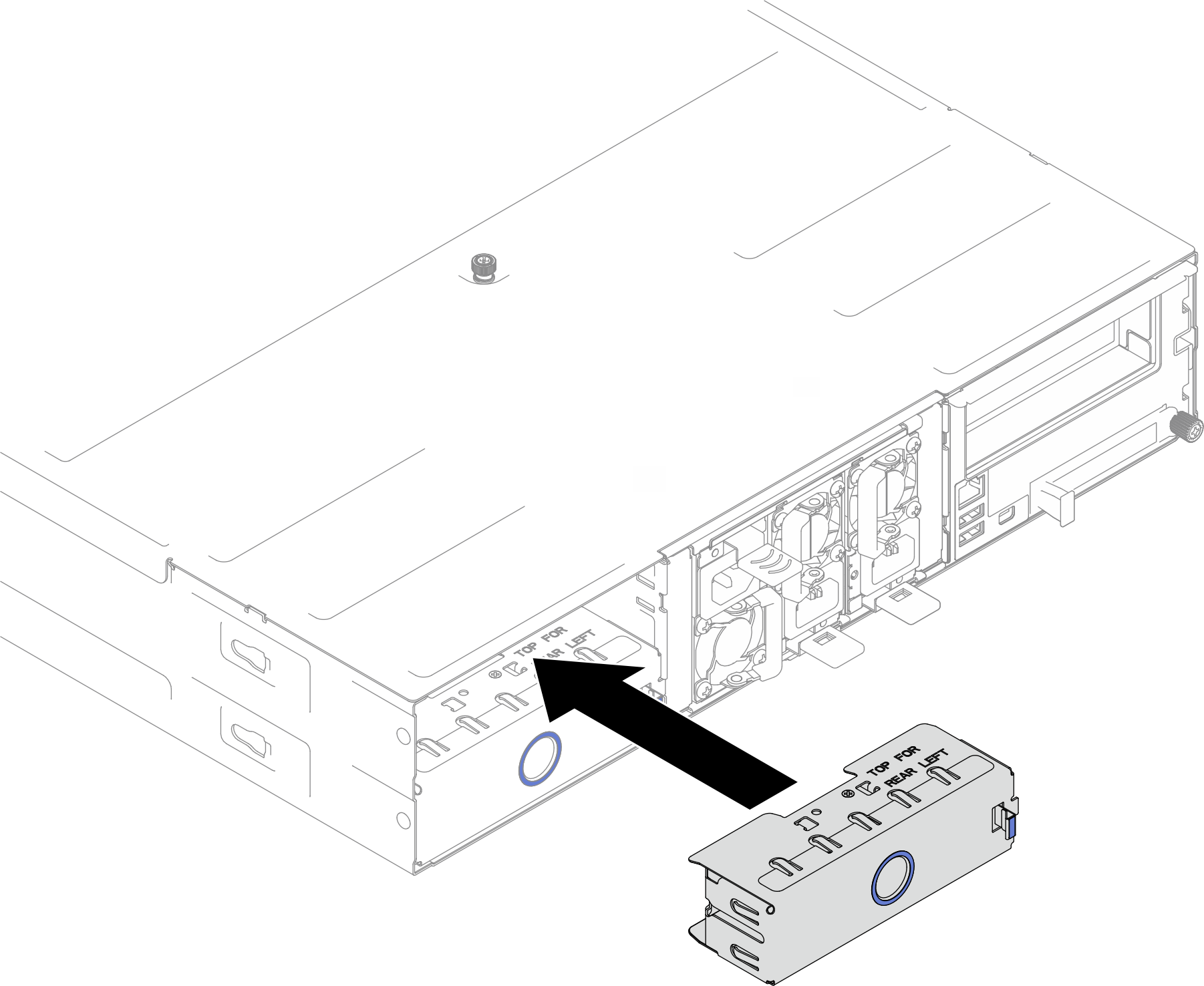 Installation of a rear node tray filler