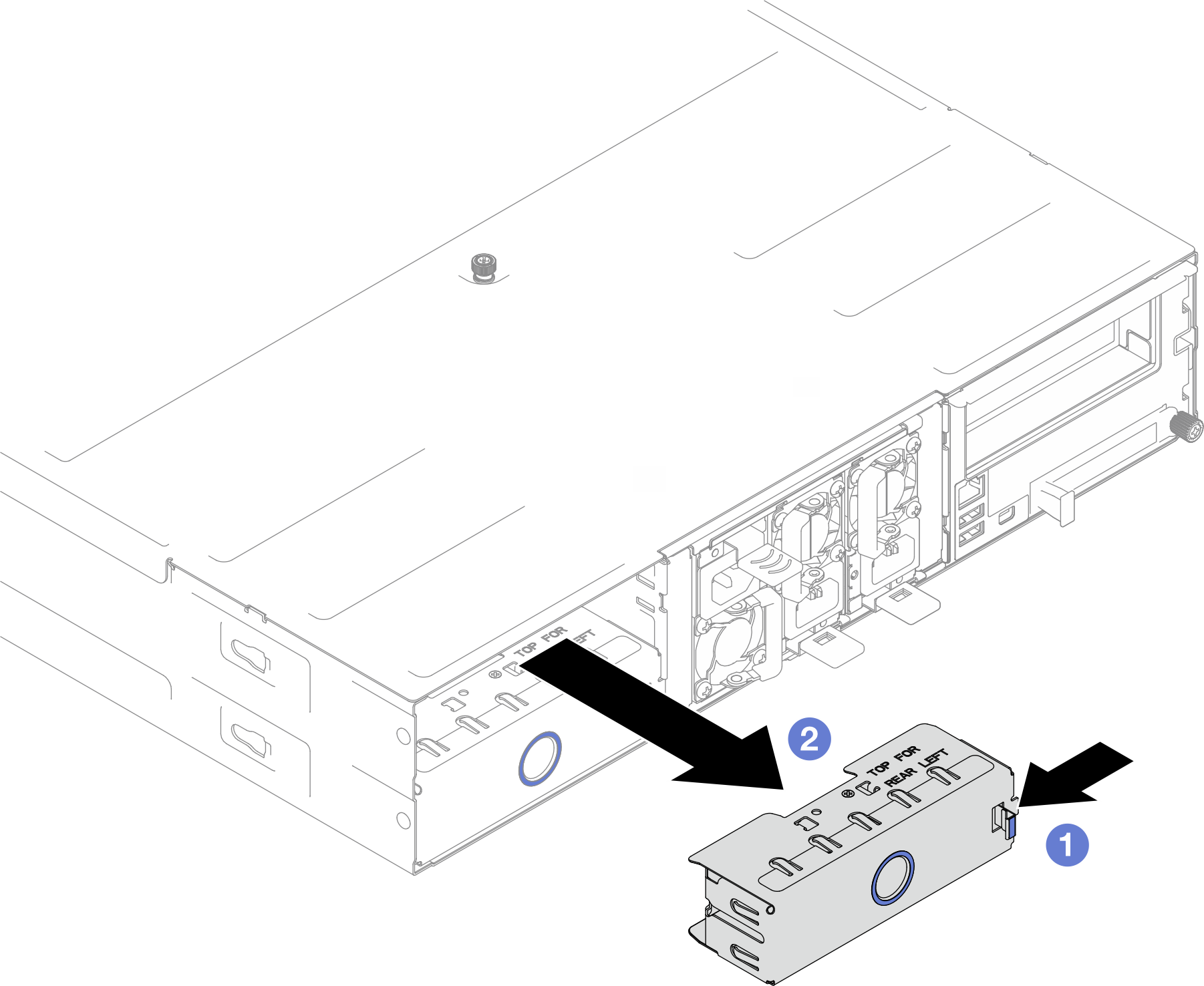 Removal of a rear node tray filler