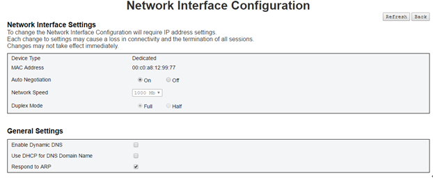 Network Interface Configuration